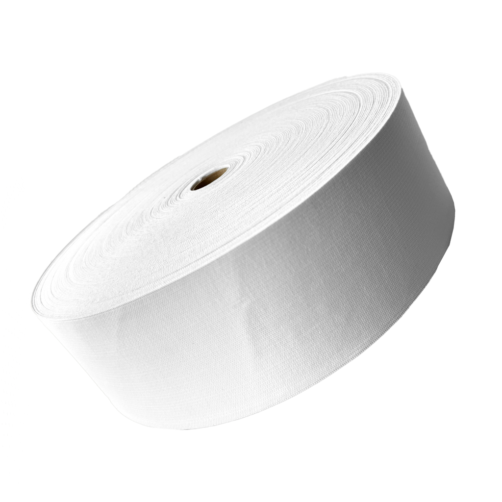 white 2+1/2" knit elastic on a spool from Heit's Wholesale bulk sewing supply company