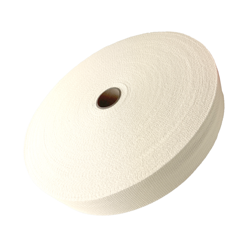 natural 2" cotton webbing on a spool from Heit's Wholesale bulk sewing supply company