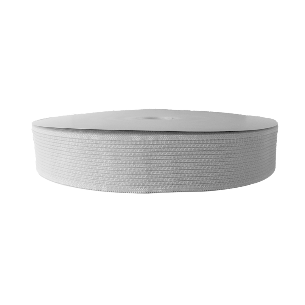 white 2" super stretch elastic on a spool from Heit's Wholesale bulk sewing supply company