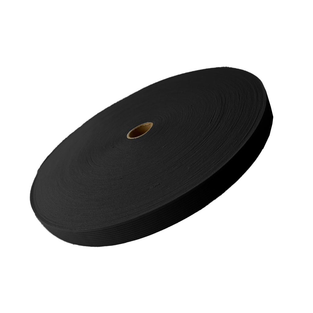 black 3/4" knit elastic on a spool from Heit's Wholesale bulk sewing supply company
