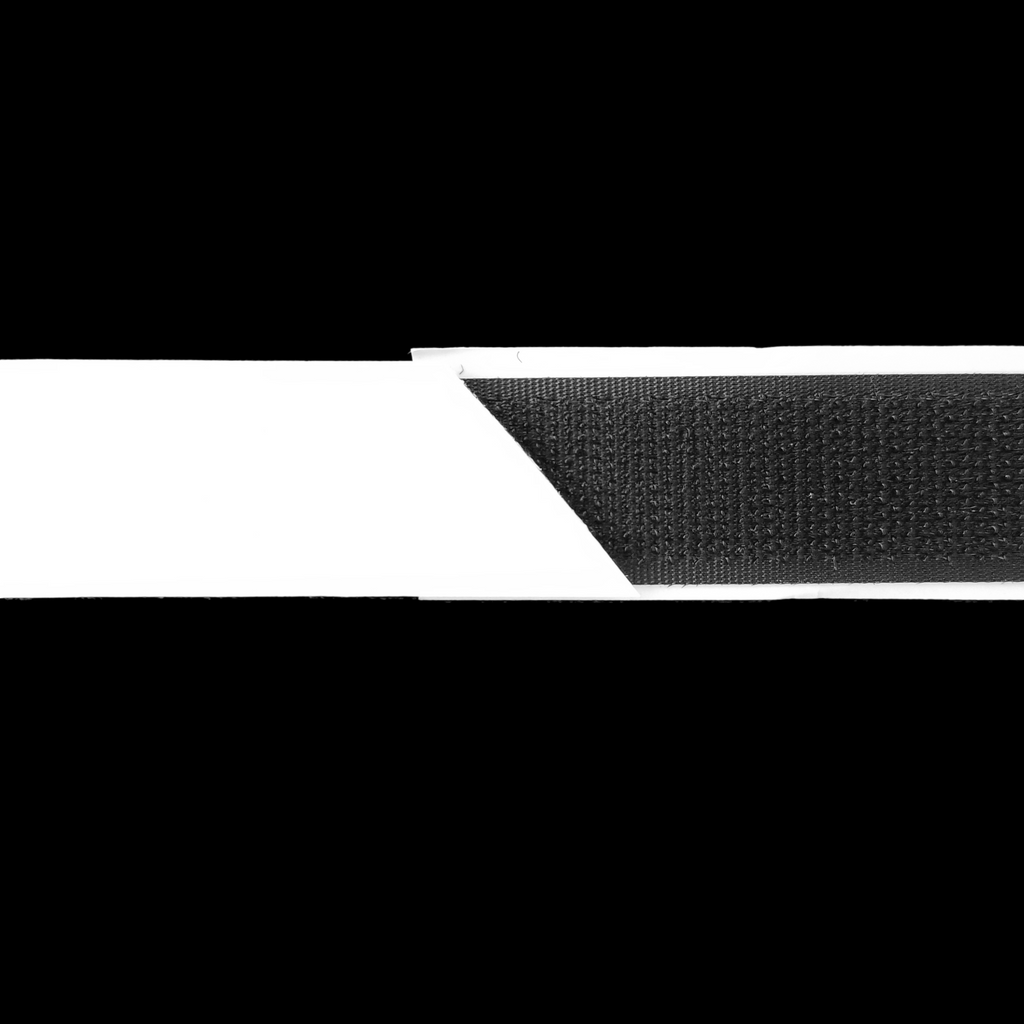 close up of the black 3/4" self-adhesive Velcro on a spool from Heit's Wholesale bulk sewing supply company