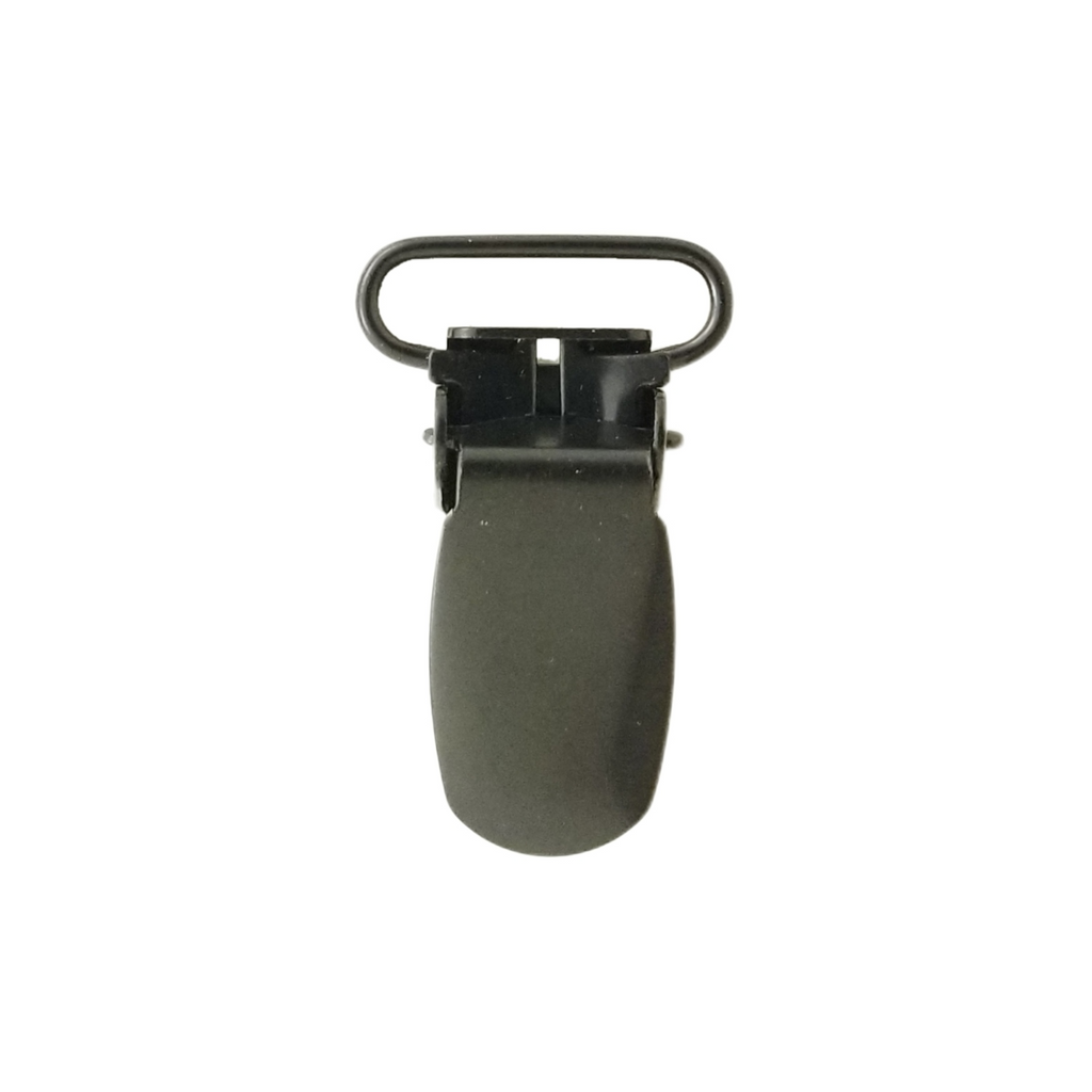 black 3/4" suspender clips with pin from Heit's Wholesale bulk sewing supply company