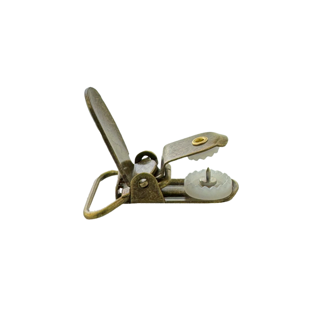 bronze 3/4" suspender clips with pin from Heit's Wholesale bulk sewing supply company