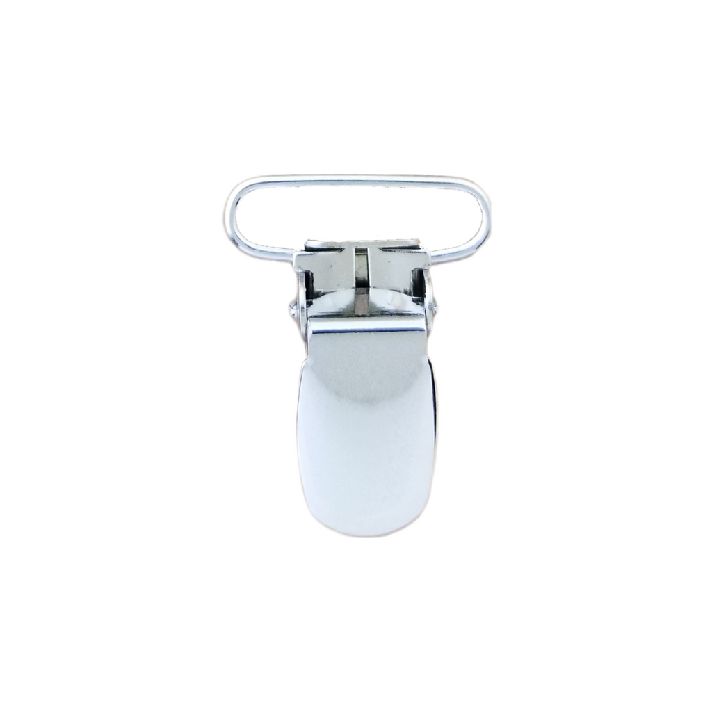 silver 3/4" suspender clips with pin from Heit's Wholesale bulk sewing supply company