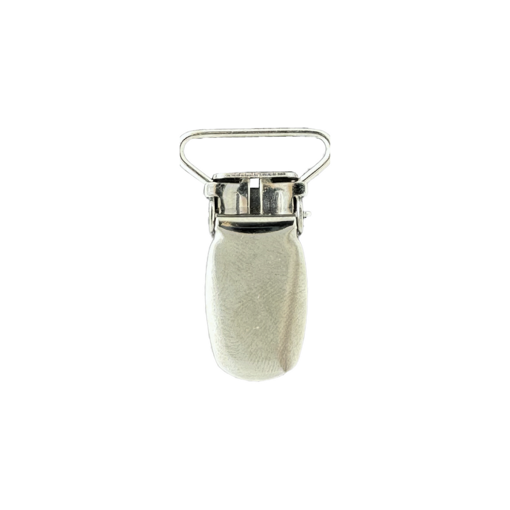silver 3/4" suspender clip from Heit's Wholesale bulk sewing supply company