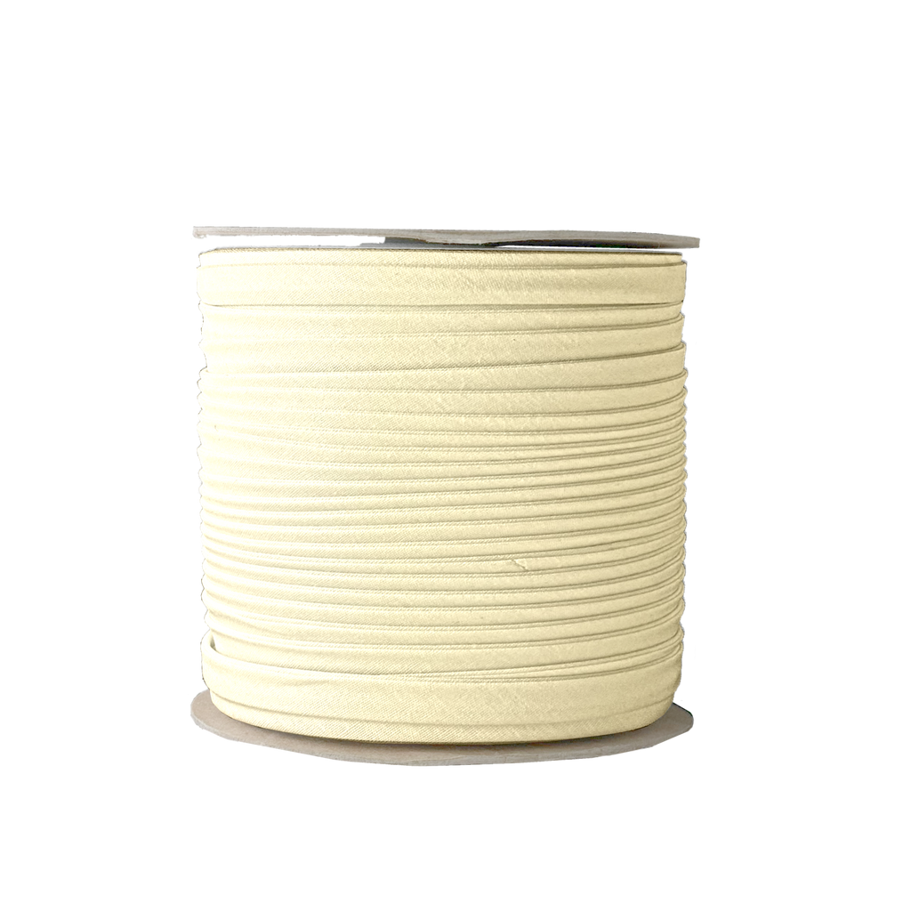 bamboo 3/8" double fold bias tape on a spool from Heit's Wholesale bulk sewing supply company 
