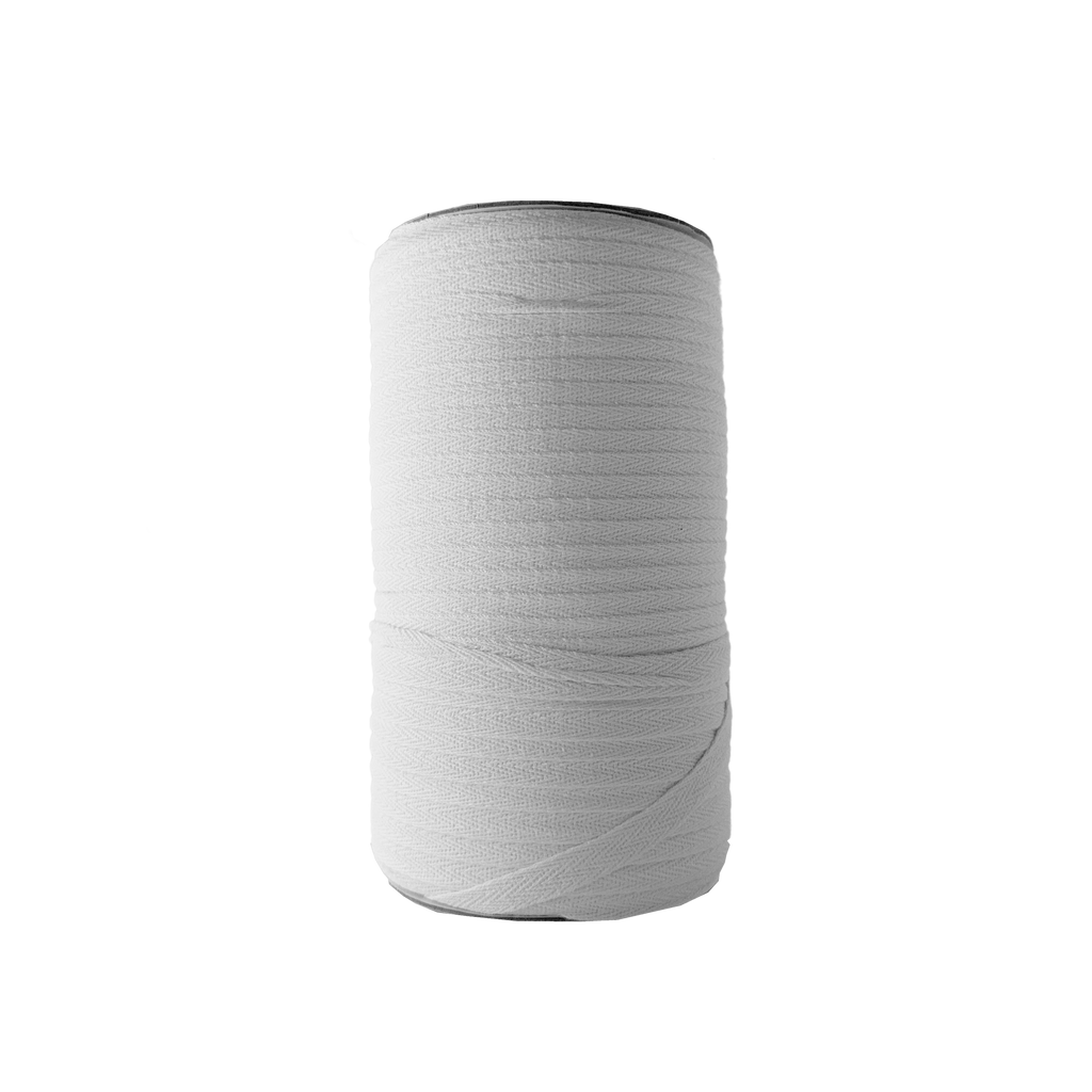 white 3/8" cotton twill tape on a spool from Heit's Wholesale bulk sewing supply company