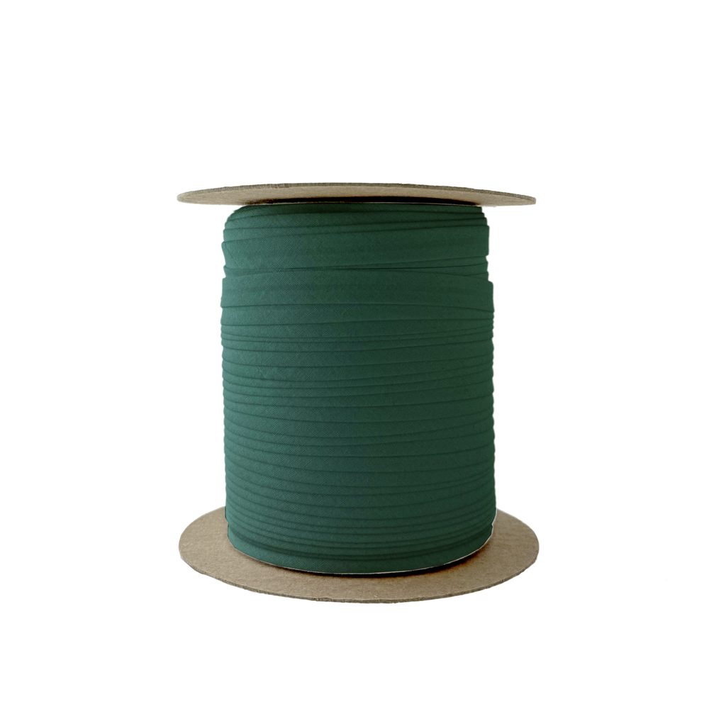 forest green 3/8" single fold bias tape on a spool from Heit's Wholesale bulk sewing supply company