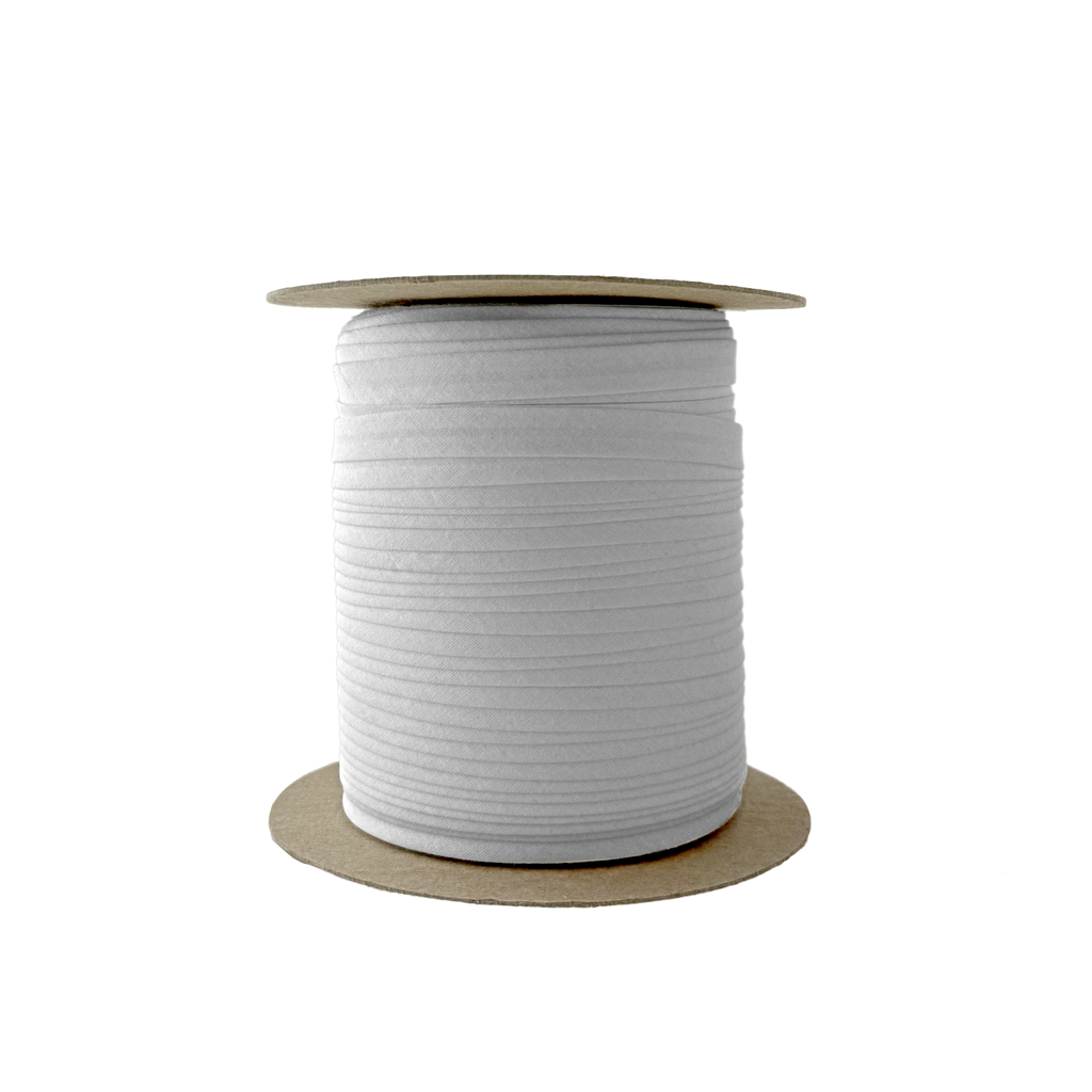 gray 3/8" single fold bias tape on a spool from Heit's Wholesale bulk sewing supply company