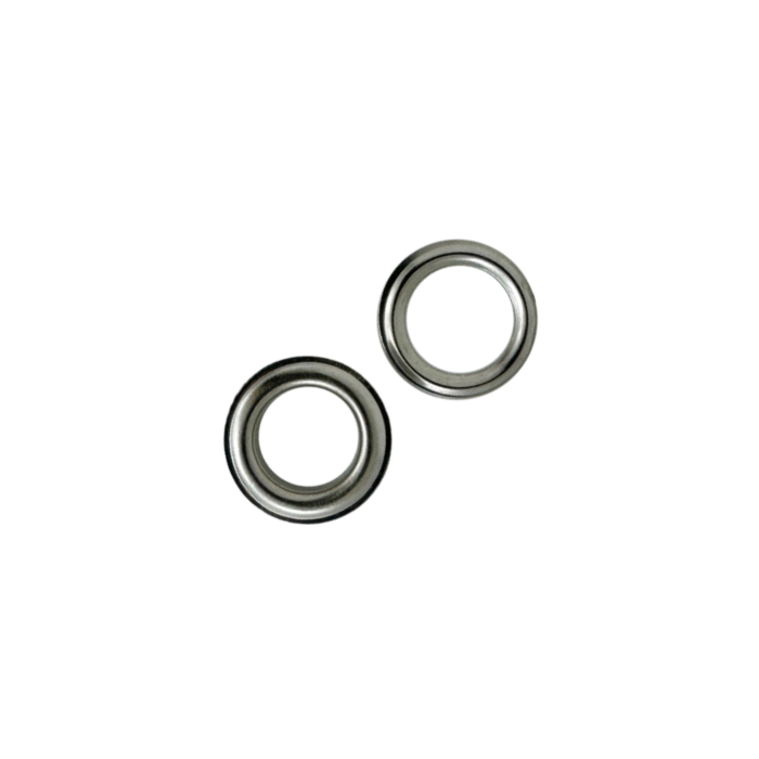 enlarged silver finish 3/8" grommet and washer sets from Heit's Wholesale bulk sewing supply company 