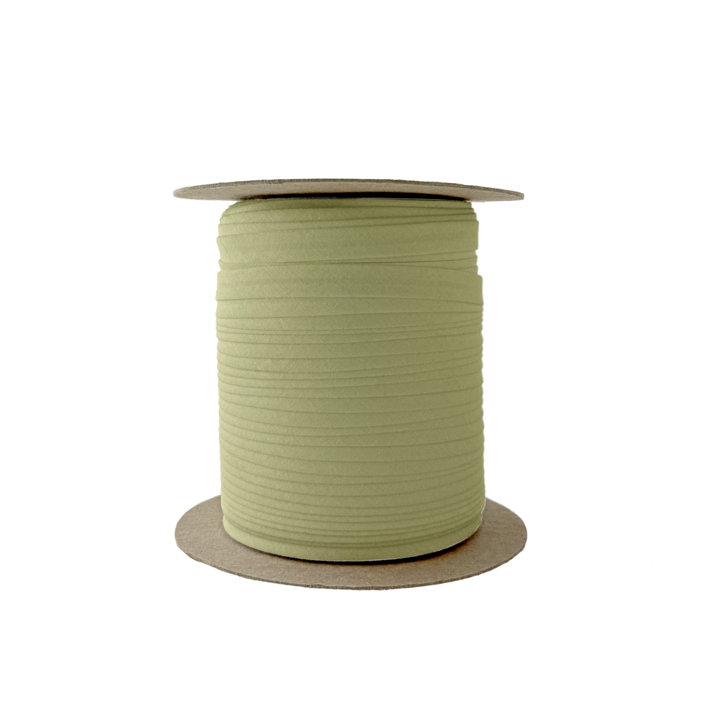 khaki brown 3/8" single fold bias tape on a spool from Heit's Wholesale bulk sewing supply company