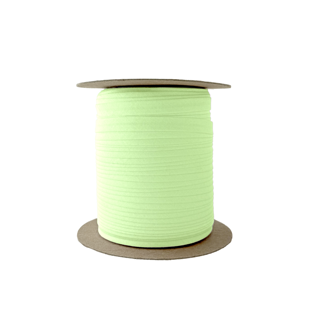 minty green 3/8" single fold bias tape on a spool from Heit's Wholesale bulk sewing supply company