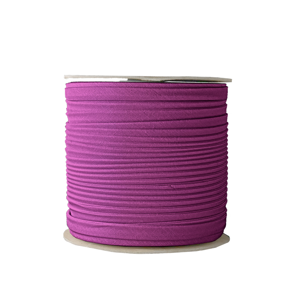plum 3/8" double fold bias tape on a spool from Heit's Wholesale bulk sewing supply company 