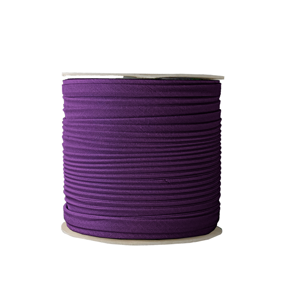 purple 3/8" double fold bias tape on a spool from Heit's Wholesale bulk sewing supply company 