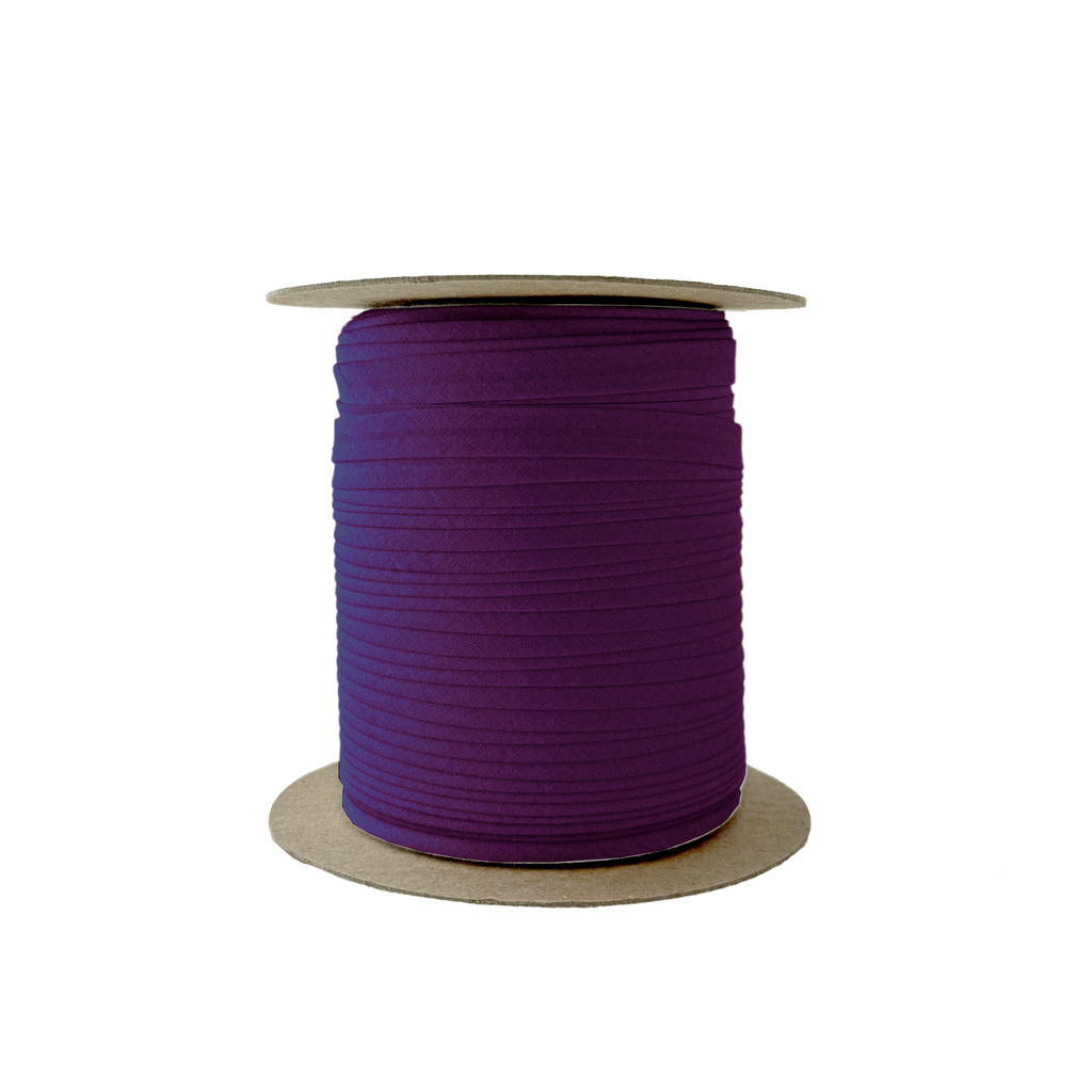 purple 3/8" single fold bias tape on a spool from Heit's Wholesale bulk sewing supply company