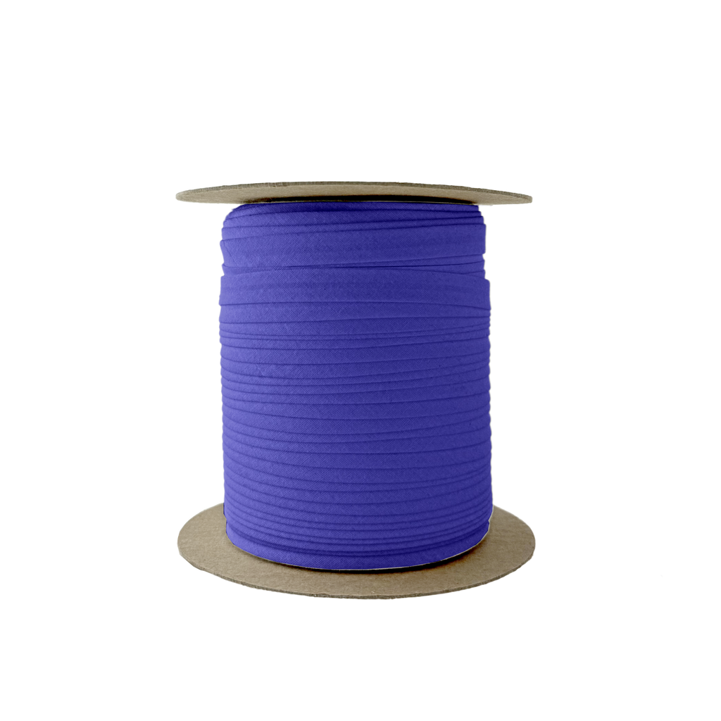 regal royal blue 3/8" single fold bias tape on a spool from Heit's Wholesale bulk sewing supply company