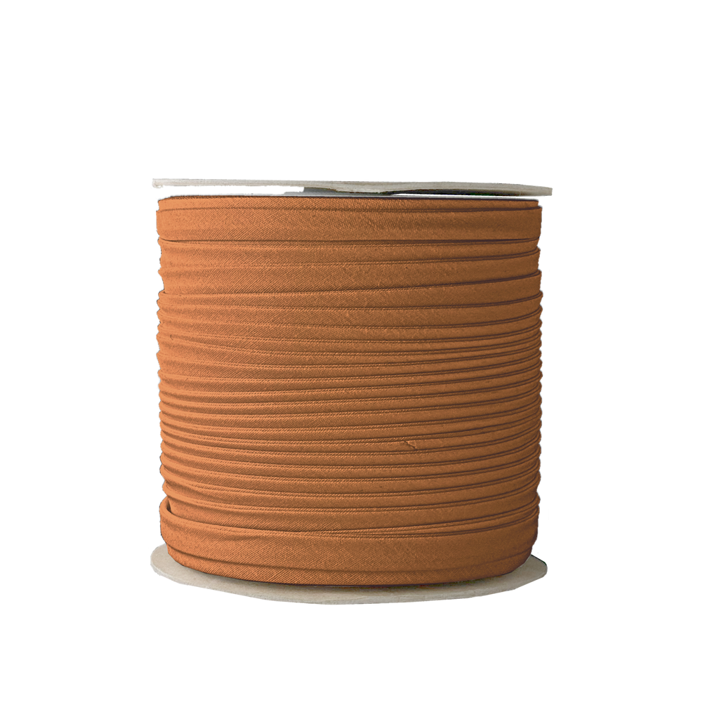rust 3/8" double fold bias tape on a spool from Heit's Wholesale bulk sewing supply company 