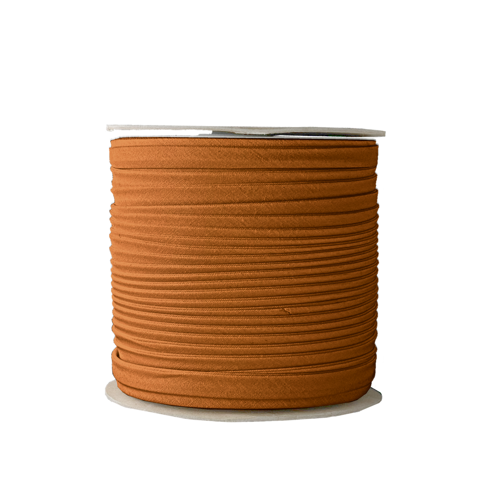 tarnish gold 3/8" double fold bias tape on a spool from Heit's Wholesale bulk sewing supply company 