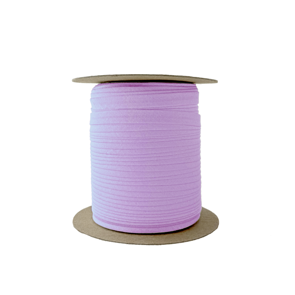 violet 3/8" single fold bias tape on a spool from Heit's Wholesale bulk sewing supply company