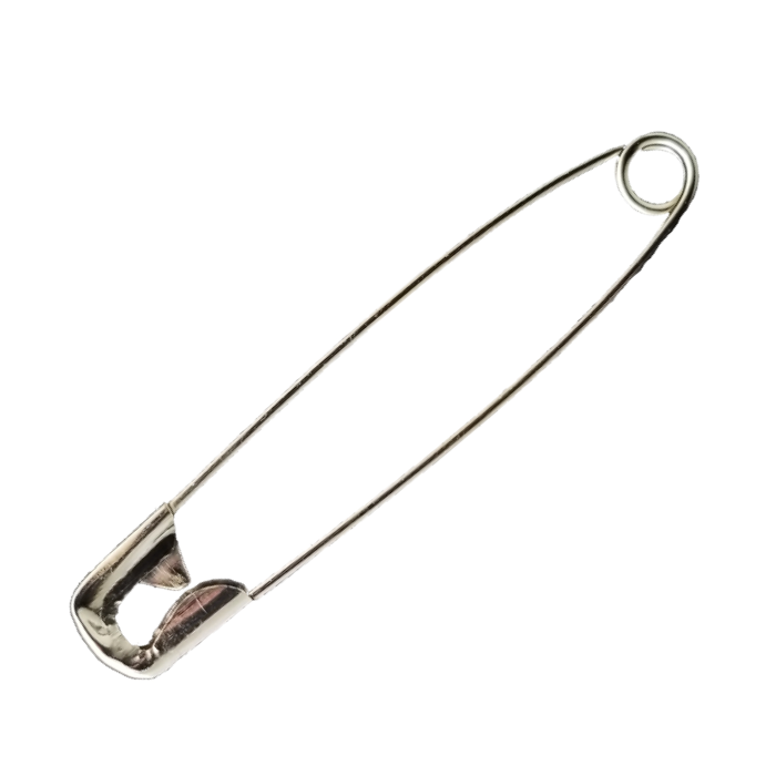 enlarged size 4 silver hard steel safety pins from Heit's Wholesale bulk sewing supply company