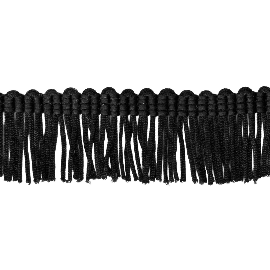 black 1" polyester chainette fringe from Heit's Wholesale bulk sewing supply company