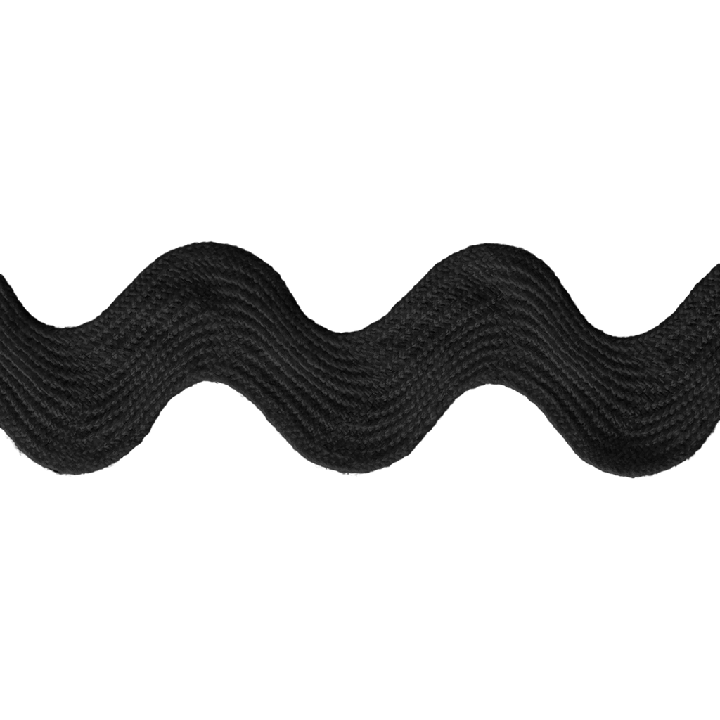black 1" polyester ric rac from Heit's Wholesale bulk sewing supply company