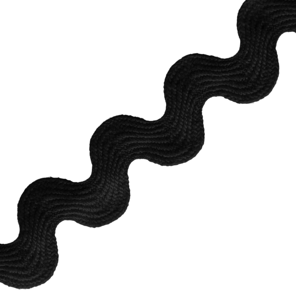 black 11/16" polyester ric rac from Heit's Wholesale bulk sewing supply company