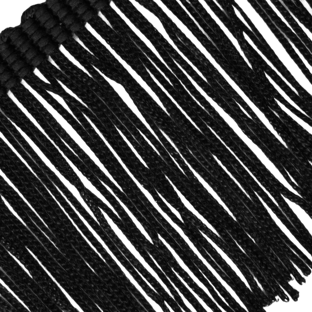 black 2+1/2" polyester chainette fringe from Heit's Wholesale bulk sewing supply company