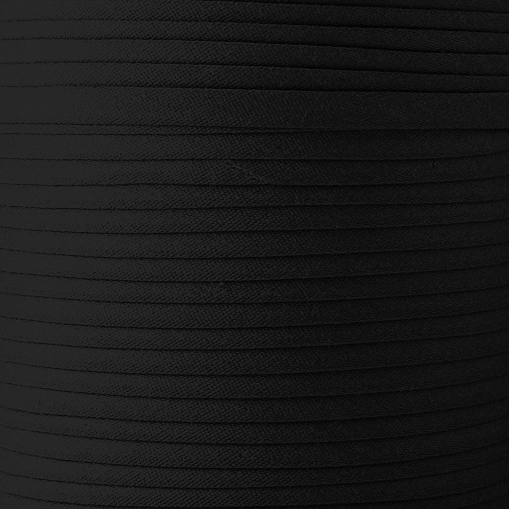 color swatch of the black 1/4" double fold bias tape on a spool from Heit's Wholesale bulk sewing supply company