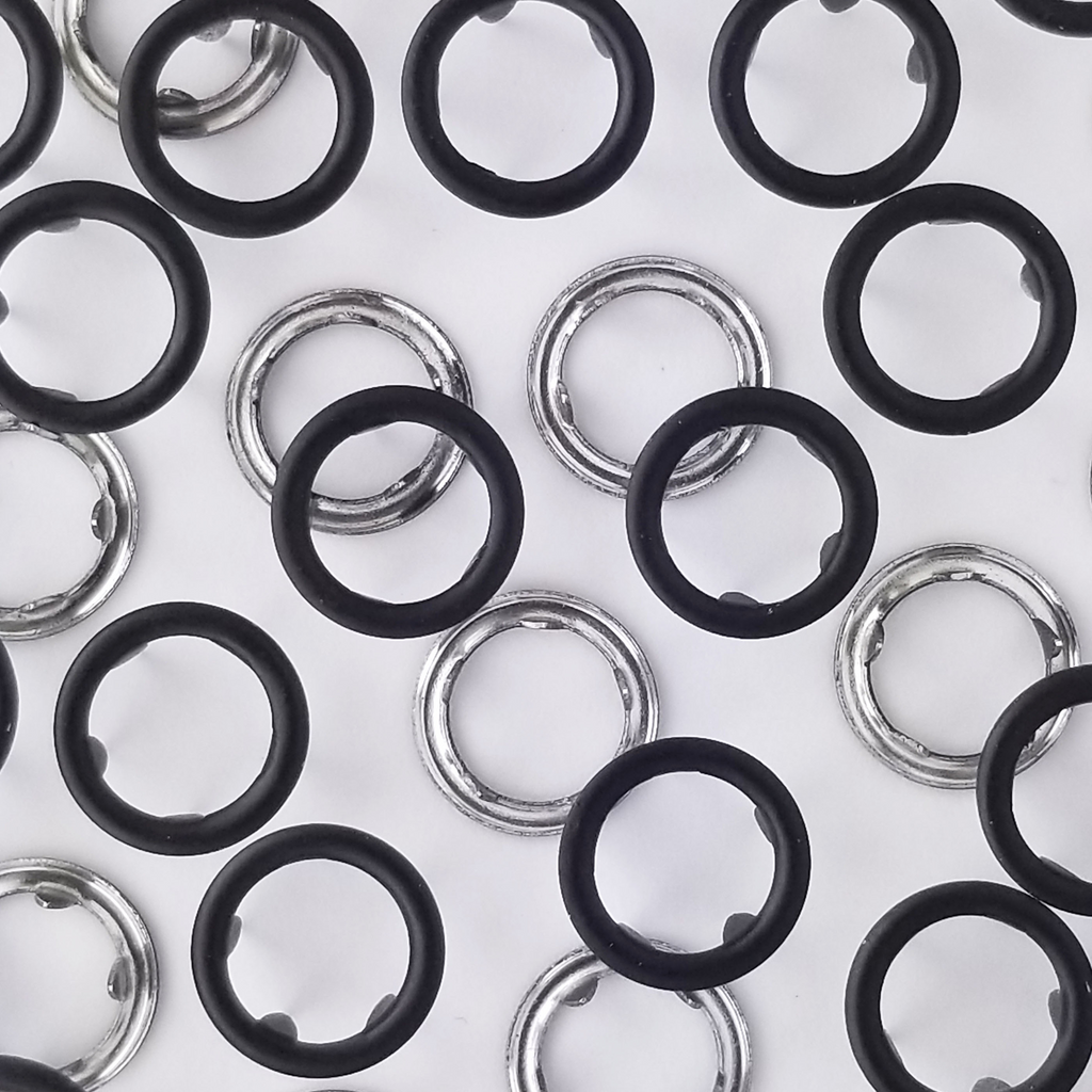 group of the black size 14 open ring snap from Heit's Wholesale bulk sewing supply company