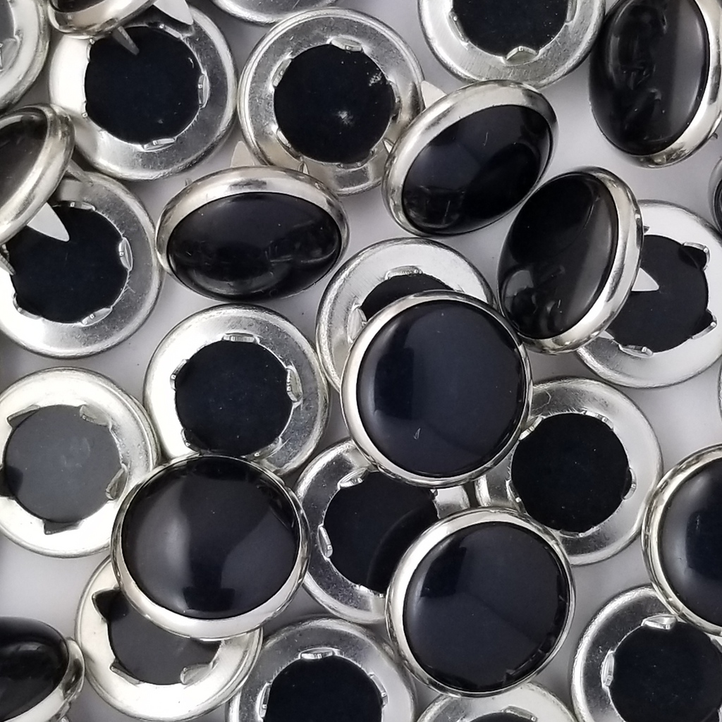 group of the black size 20 pearl style gripper snaps at Heit's Wholesale bulk sewing supply company