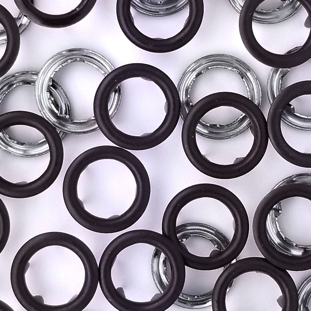 group of the dark brown size 16 open ring snaps from Heit's Wholesale bulk sewing supply company