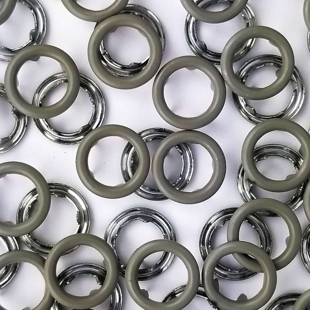 close up of the dark tan size 14 open ring snap from Heit's Wholesale bulk sewing supply company