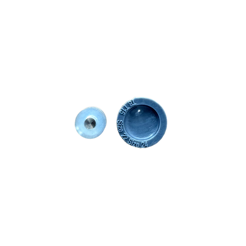 bottoms of the die sets compatible with the size 24 poly resin snaps from Heit's Wholesale bulk sewing supply company 
