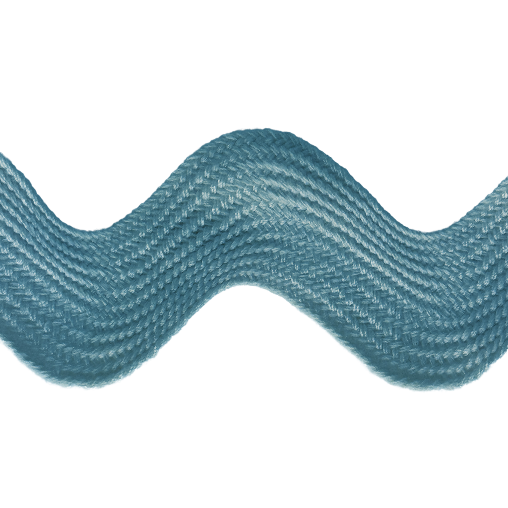 dusty blue 1+13/32" polyester ric rac from Heit's Wholesale bulk sewing supply company