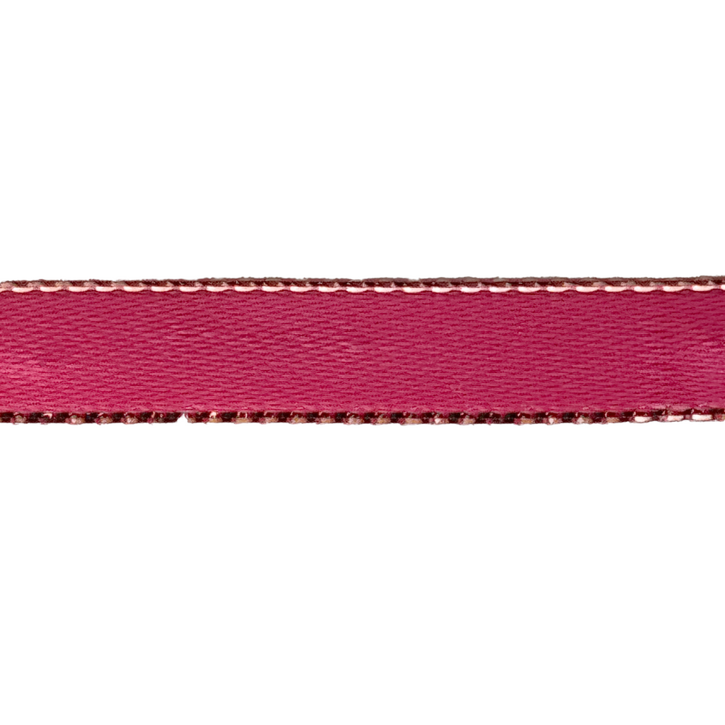hot pink 3/8" double faced satin ribbon with sparkling gold edges from Heit's Wholesale bulk sewing supply company