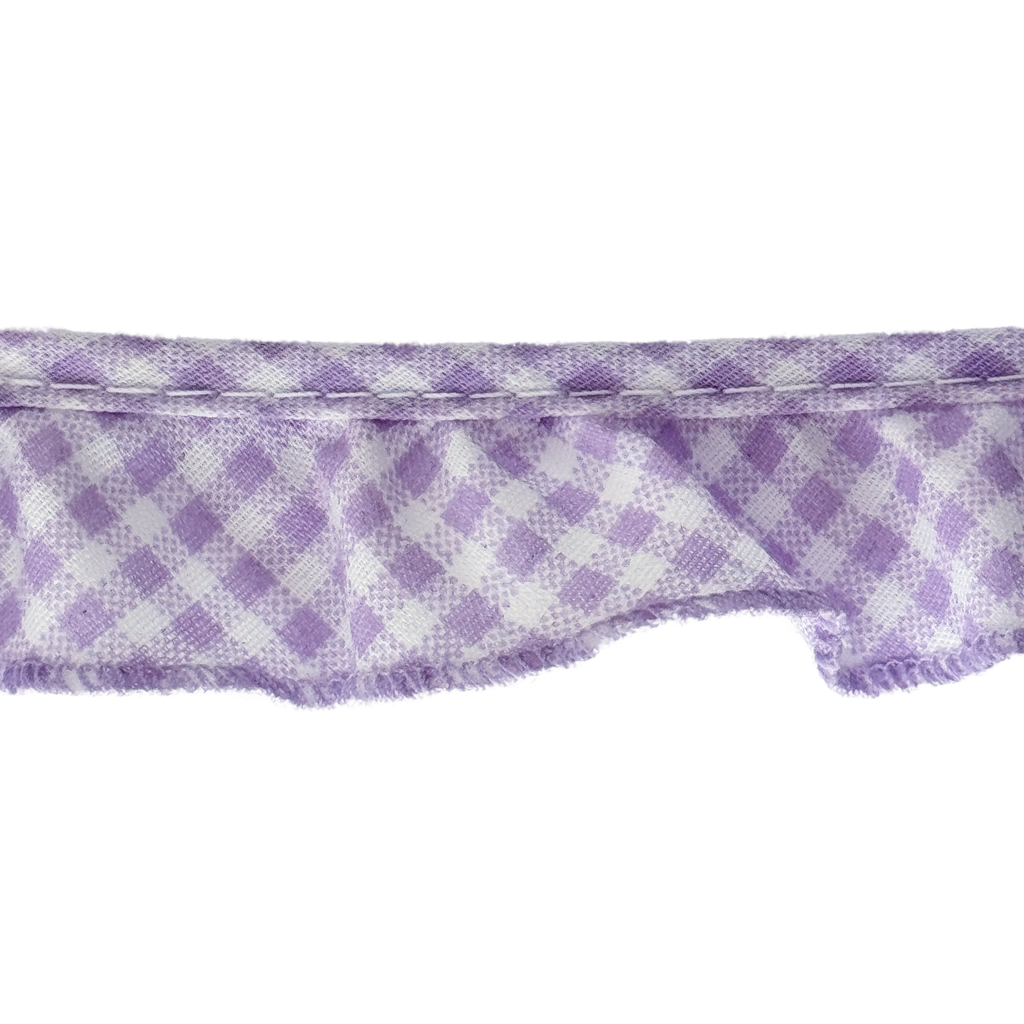 lavender 1" ruffled gingham ribbon from Heit's Wholesale bulk sewing supply company