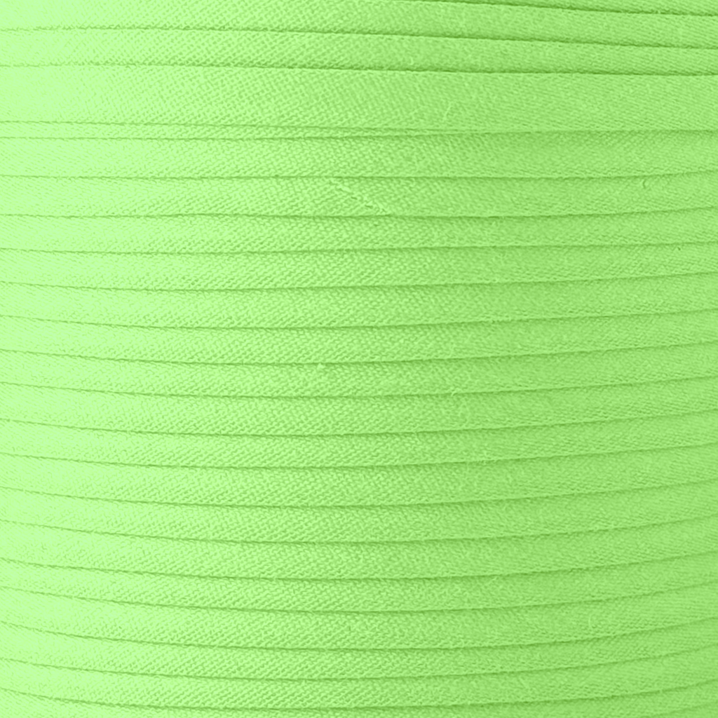 color swatch of the lemon lime green 1/4" double fold bias tape on a spool from Heit's Wholesale bulk sewing supply company