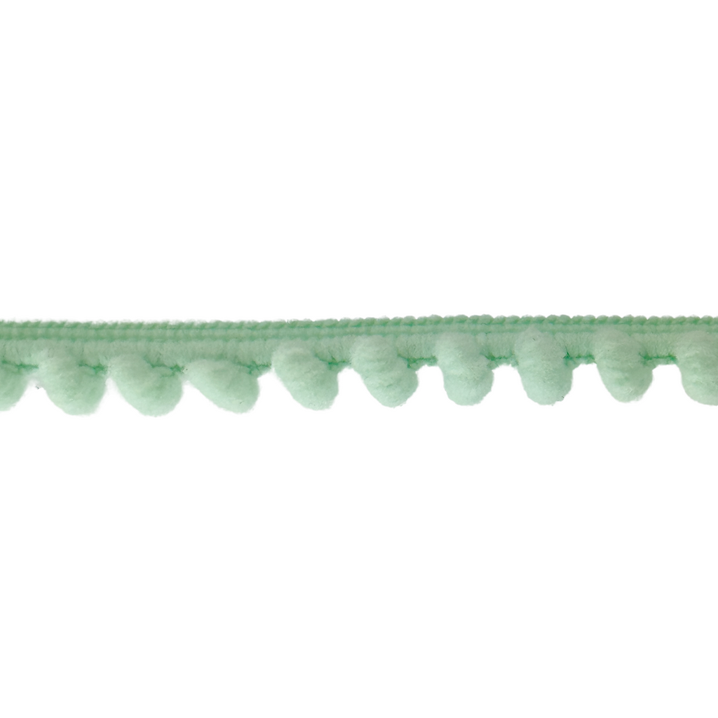 mint 3/8" baby pom pom fringe from Heit's Wholesale bulk sewing supply company