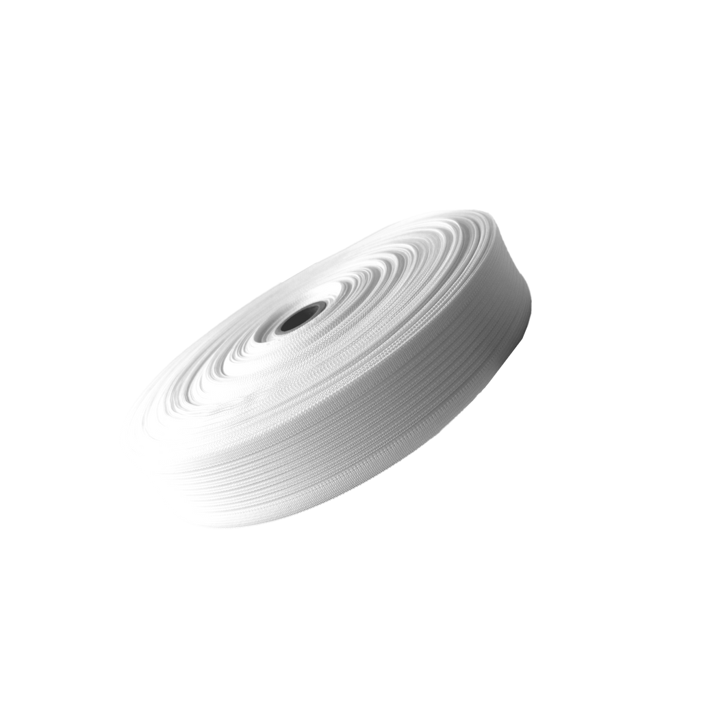 white 1+3/4" monofilament waistband on a spool from Heit's Wholesale bulk sewing supply company