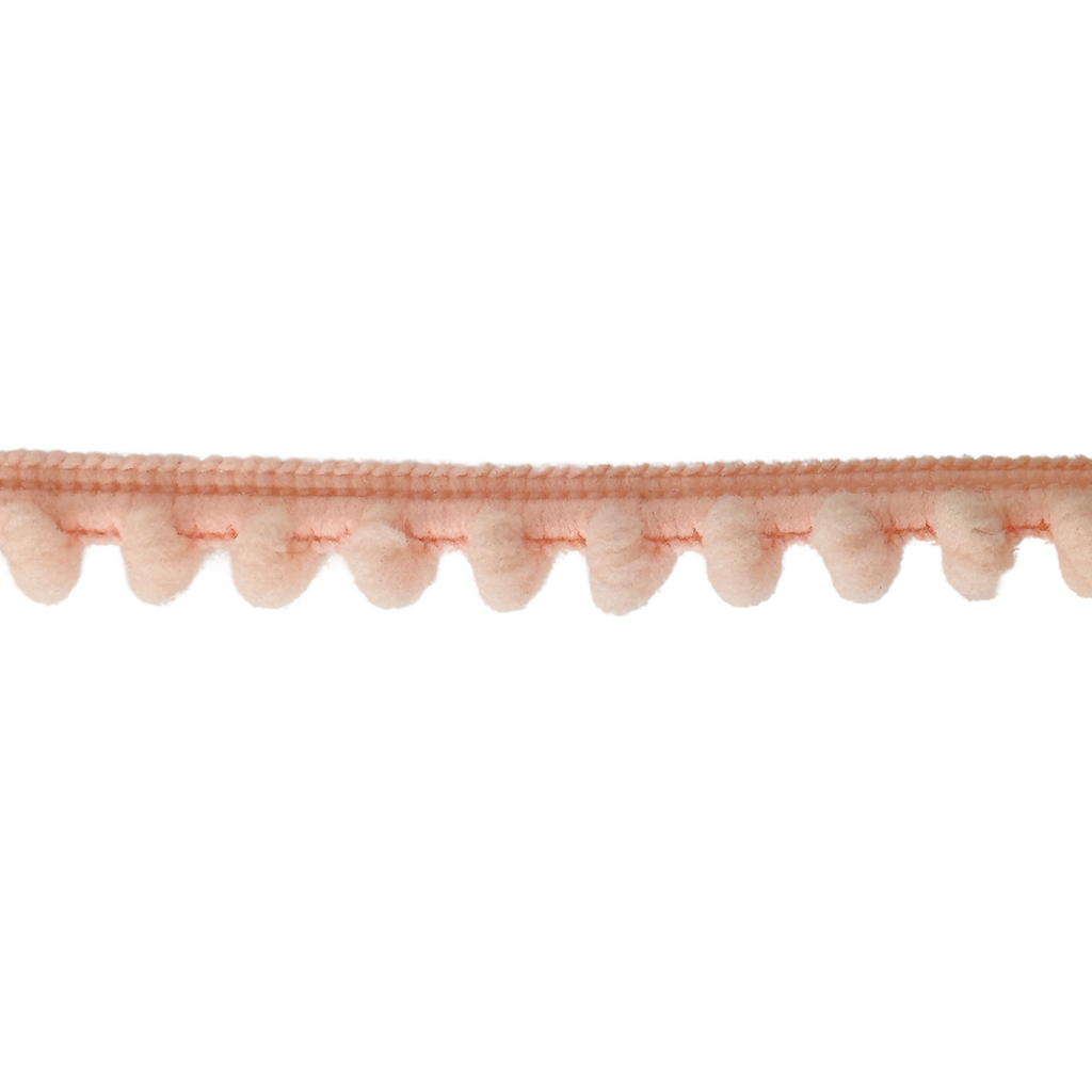 peach 3/8" baby pom pom fringe from Heit's Wholesale bulk sewing supply company