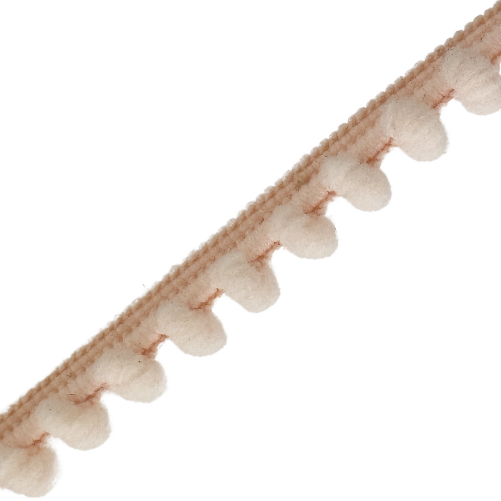 pink 3/8" baby pom pom fringe from Heit's Wholesale bulk sewing supply company