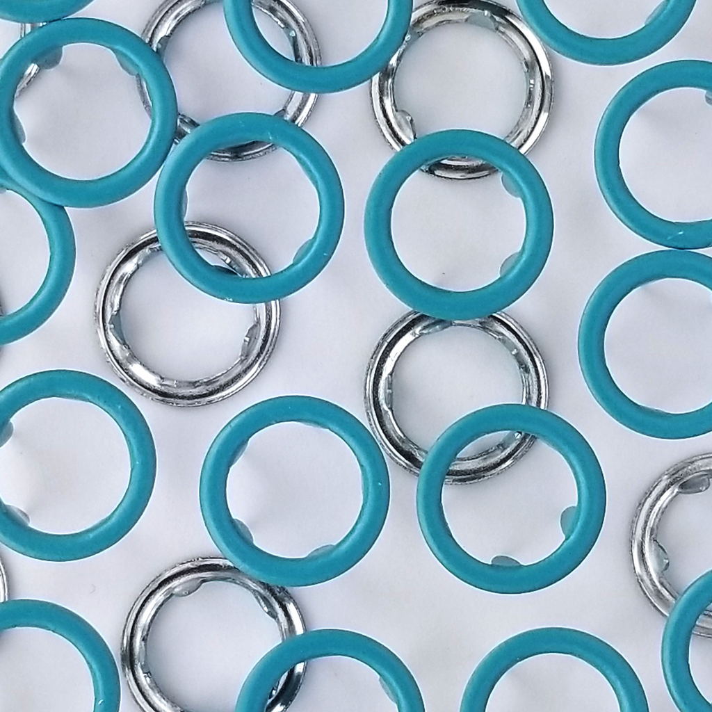 group of the turquoise size 16 open ring snap from Heit's Wholesale bulk sewing supply company 