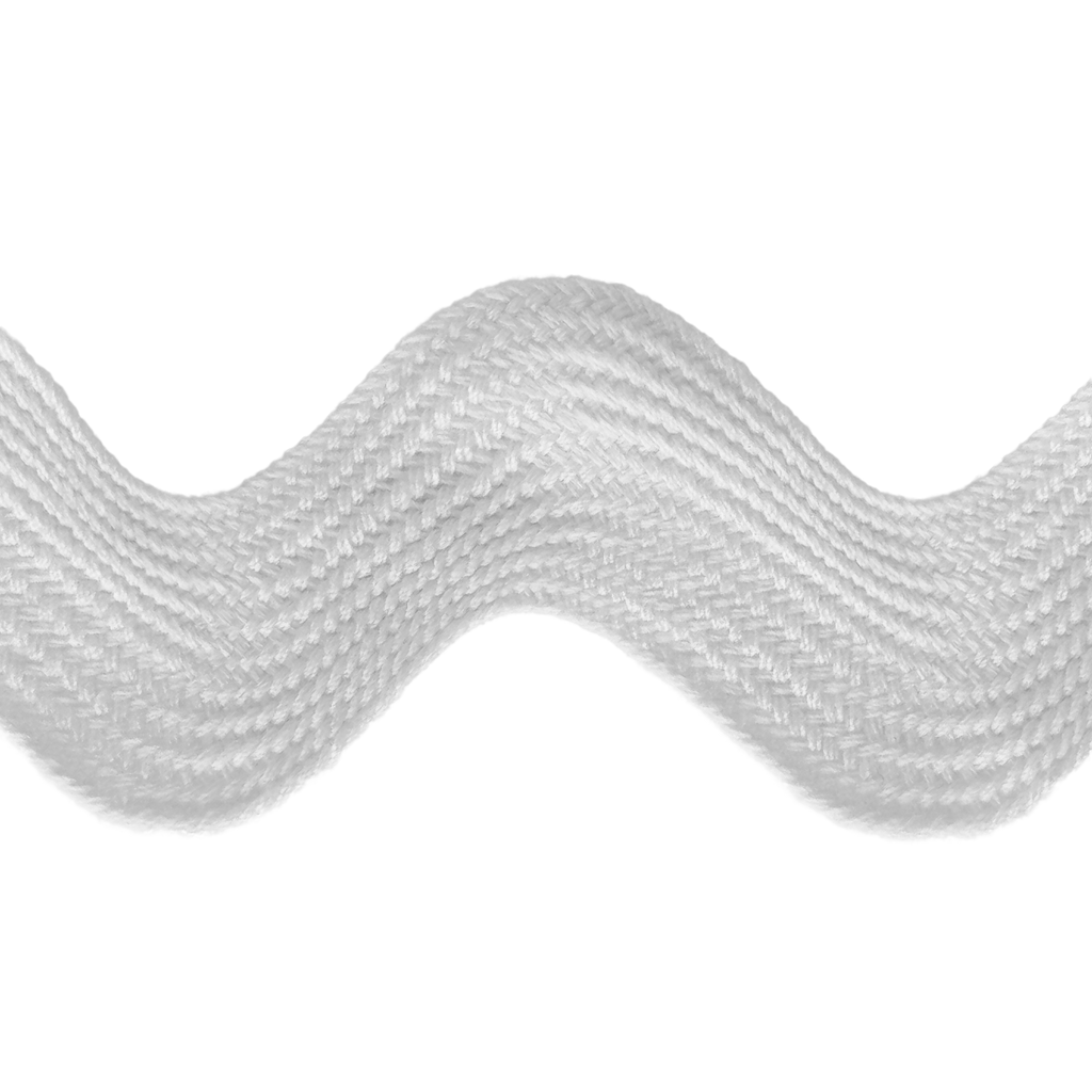 white 1+13/32" polyester ric rac from Heit's Wholesale bulk sewing supply company