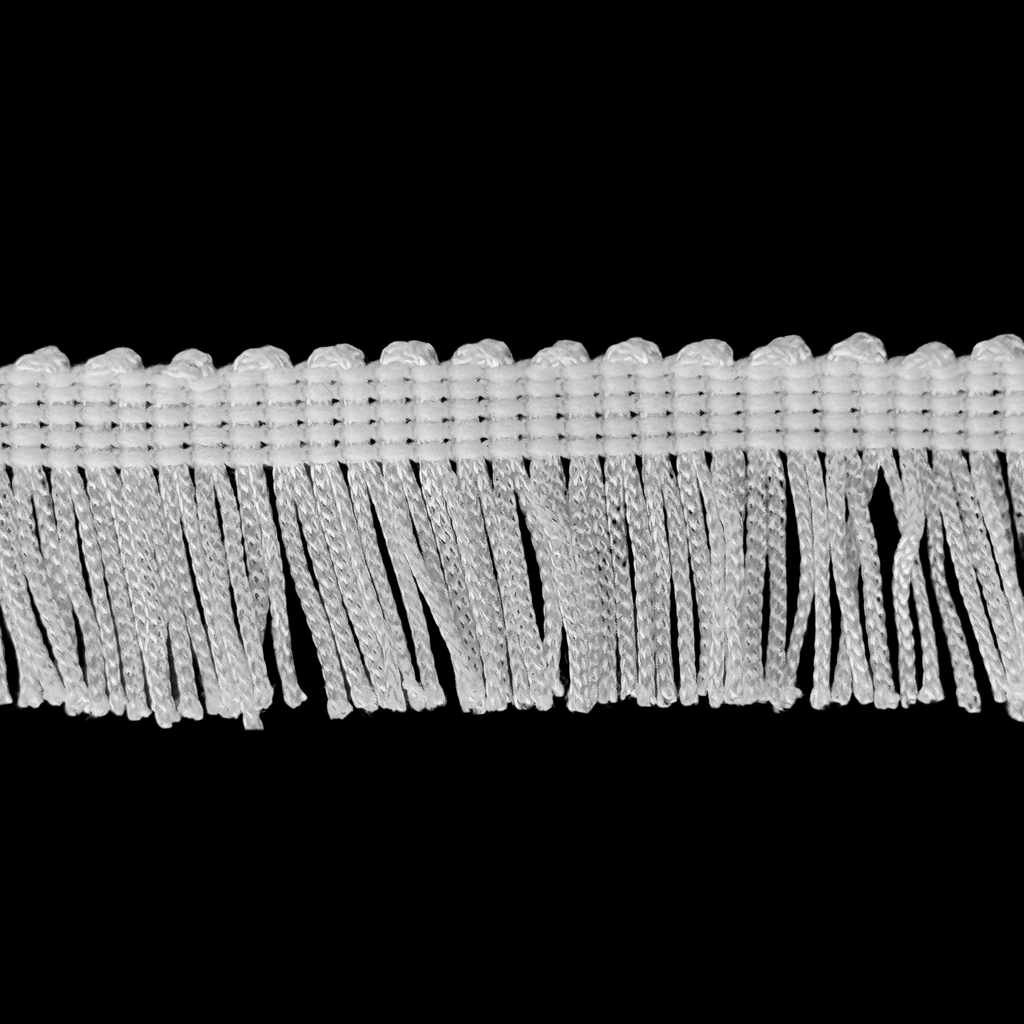 white 1" polyester chainette fringe from Heit's Wholesale bulk sewing supply company